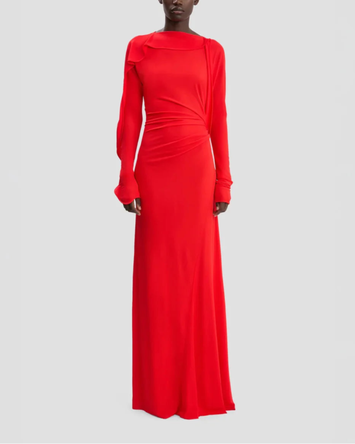 Victoria Beckham Draped Jersey Gown - Red - Image 2 of 5