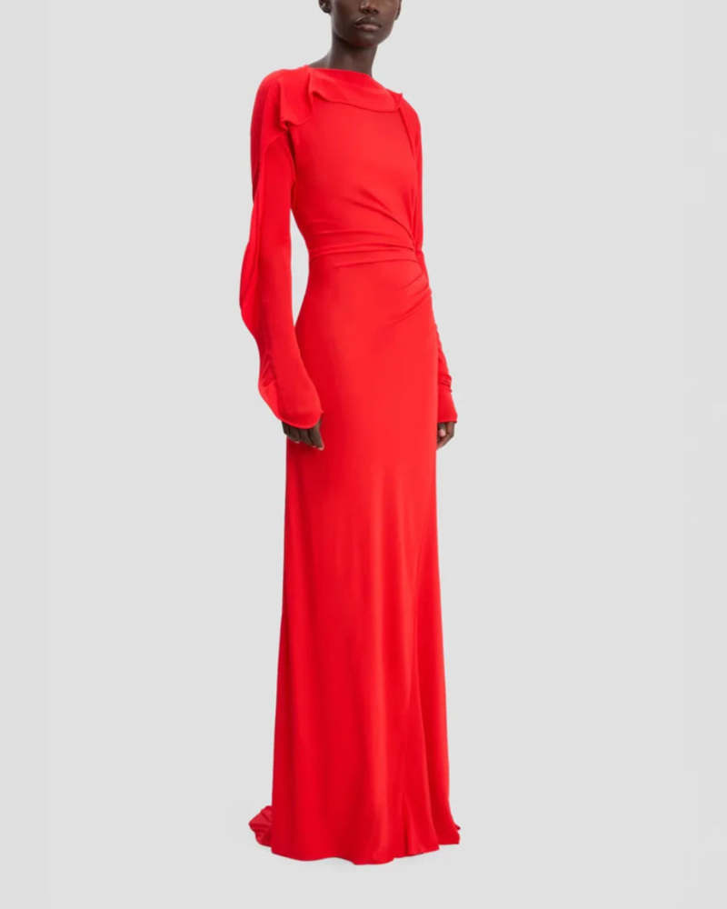 Victoria Beckham Draped Jersey Gown - Red