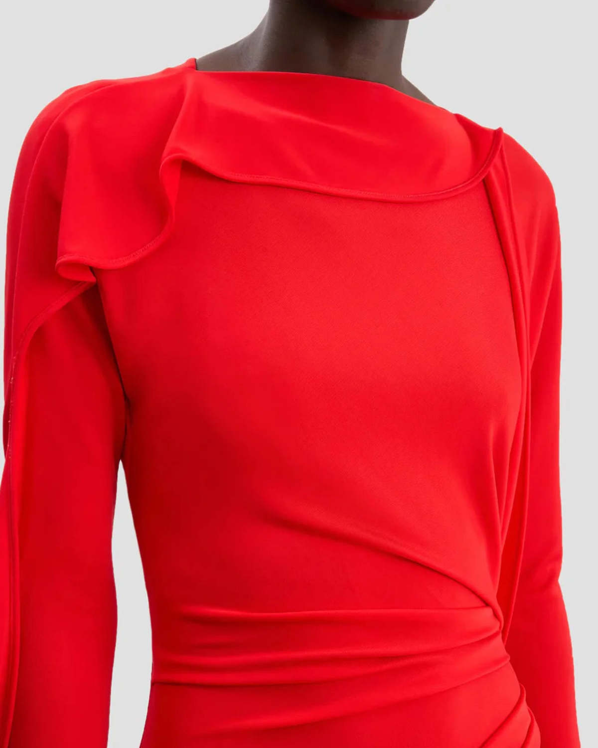 Victoria Beckham Draped Jersey Gown - Red - Image 5 of 5