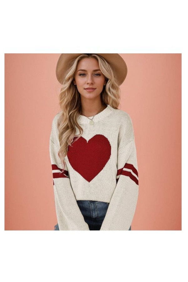 The Collective Park City Color Blocked Heart Wide Sleeve Sweater
