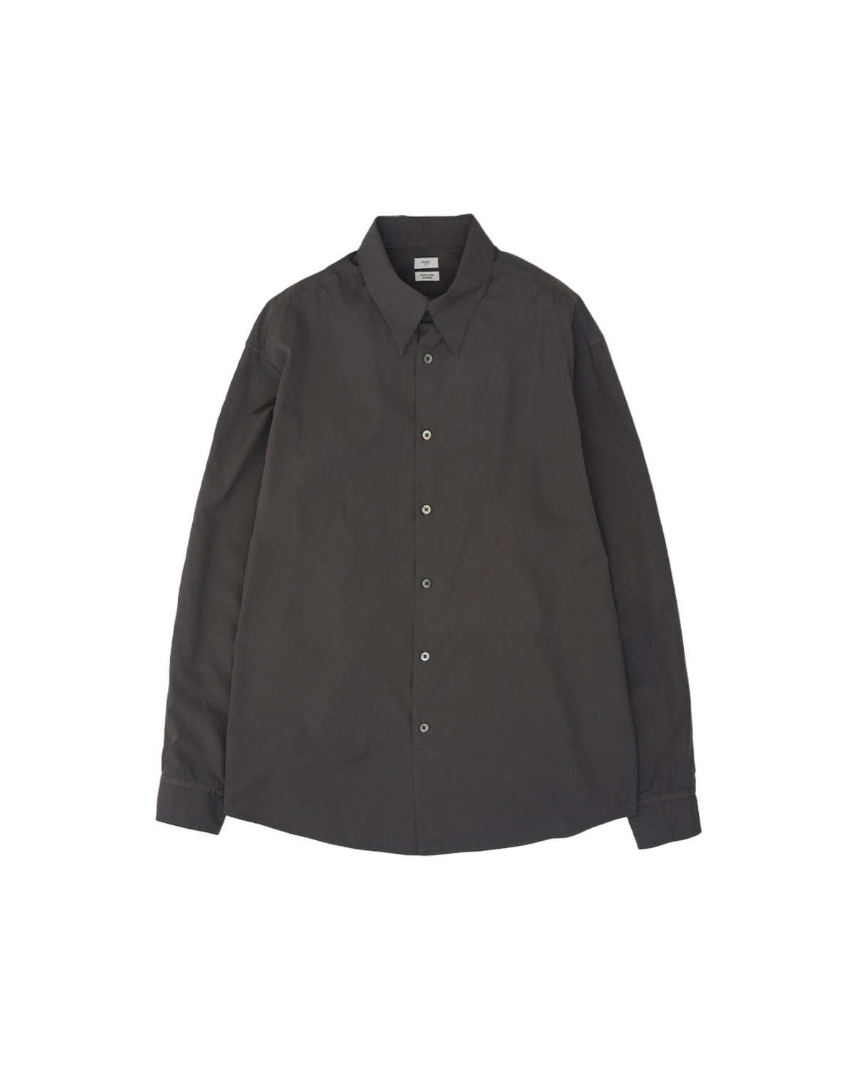 Yoke Suvin Gold Cotton Poplin Loose Fit Shirt - Charcoal - Image 1 of 4