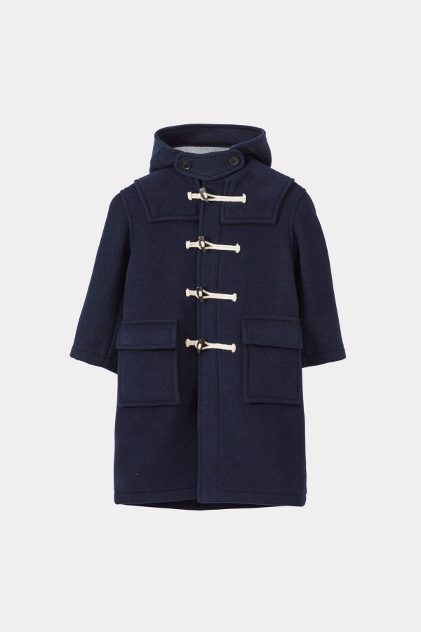 Kids Caramel Teddy Duffle Coat - Navy
