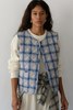 Donni. Quilted Plaid Flannel Vest - Blueberry - Thumbnail 1