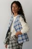 Donni. Quilted Plaid Flannel Vest - Blueberry - Thumbnail 3