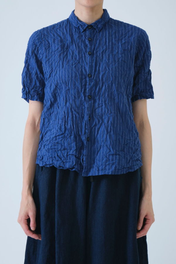 Pas de Calais Stripe Short Sleeve Blouse - Navy