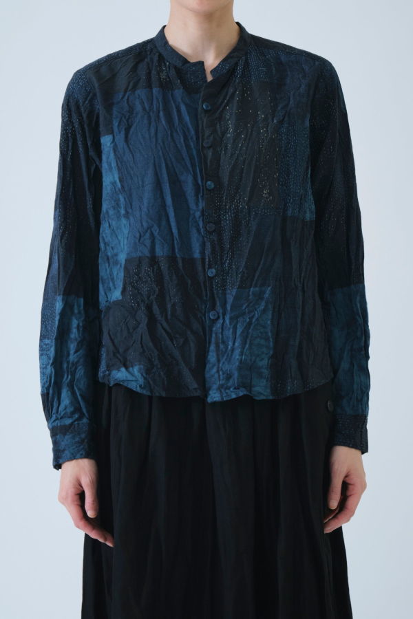 Pas de Calais Tsugihagi Print Blouse - Navy