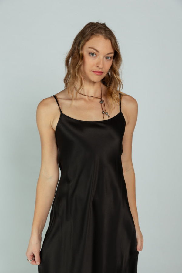 Brazeau Tricot Silk Petal Slip Dress - Black