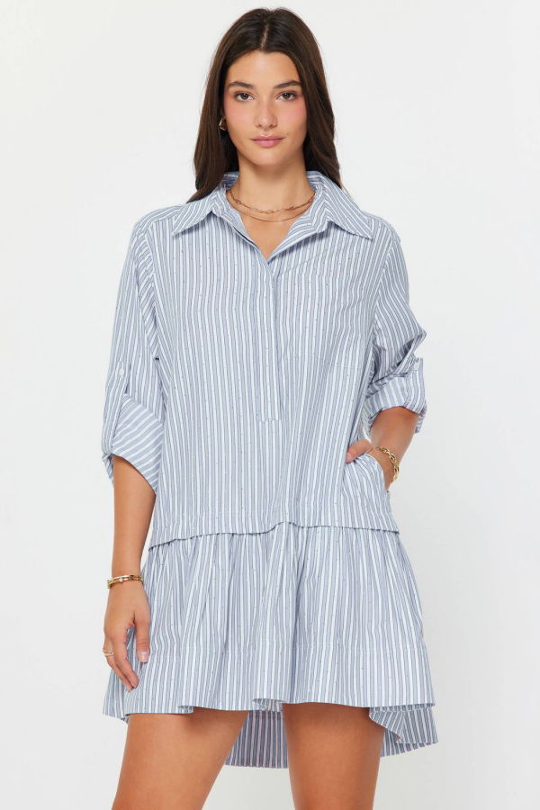 Current Air Pinstripe Rhinestone Dress