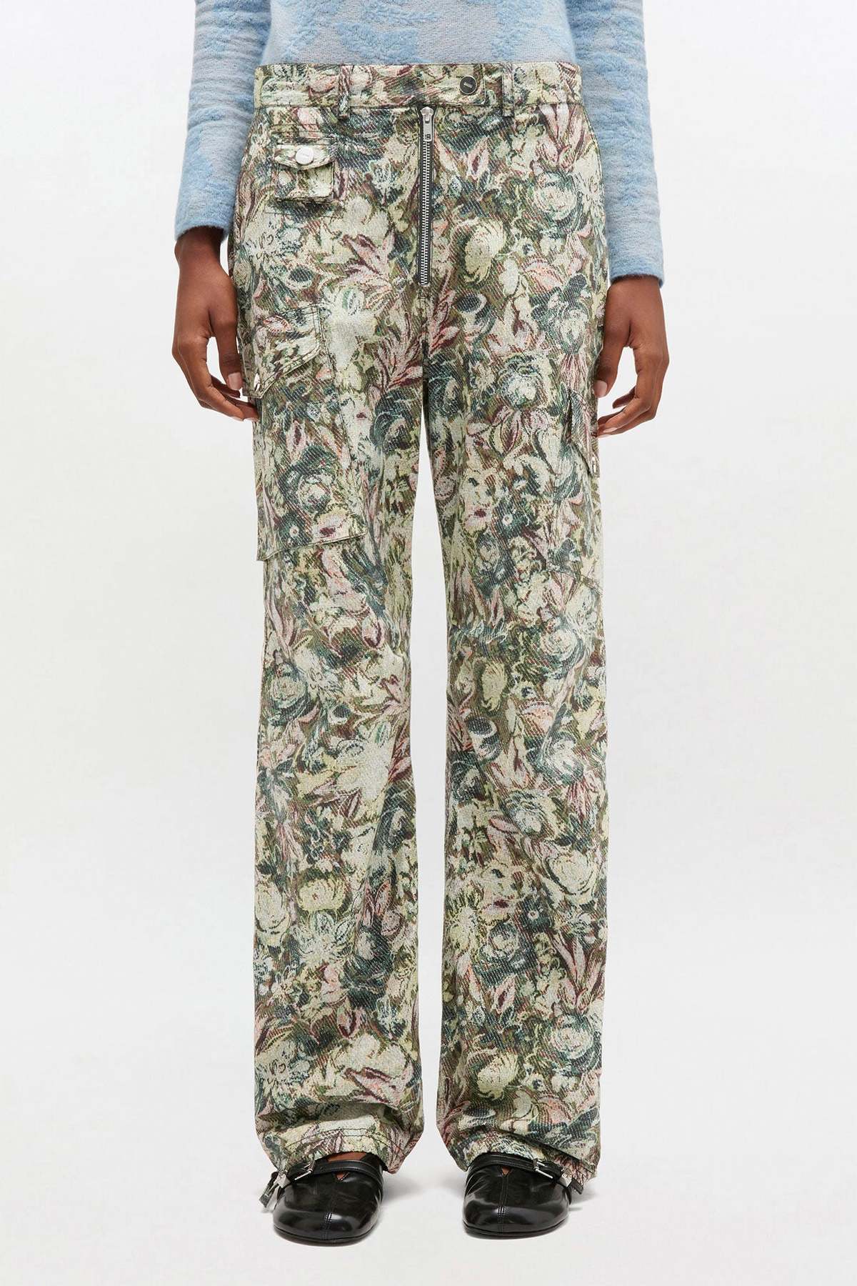 Ganni Tapestry Stretched Cotton Pants - Jadeite - Image 1 of 3