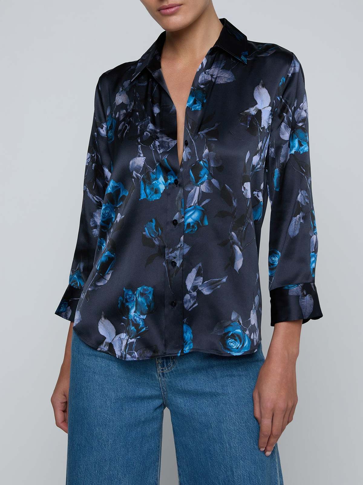 L'agence Dani Blouse Midnight Multi Moon Floral Top - Image 1 of 5