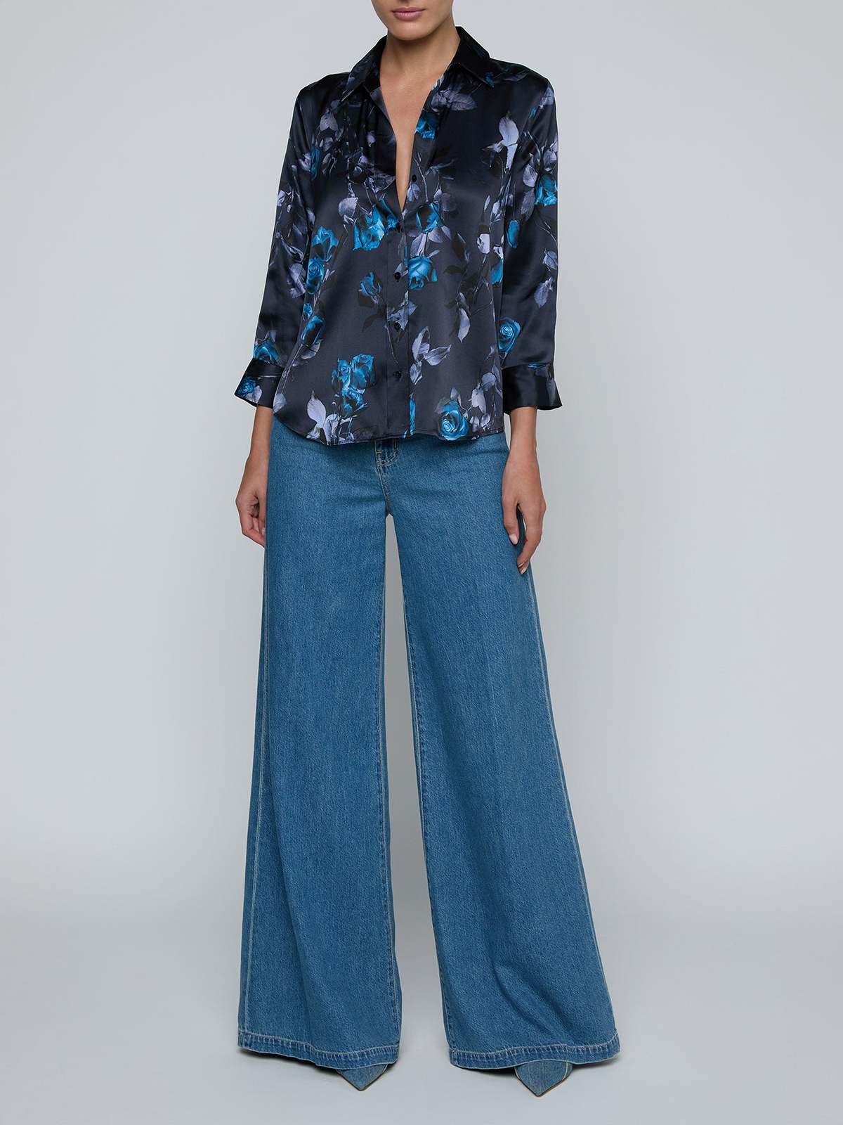 L'agence Dani Blouse Midnight Multi Moon Floral Top - Image 4 of 5