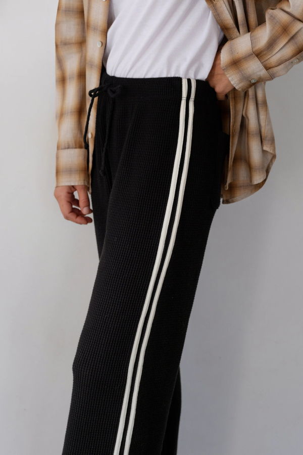 Donni. Thermal Stripe Crop Pants - Jet Black