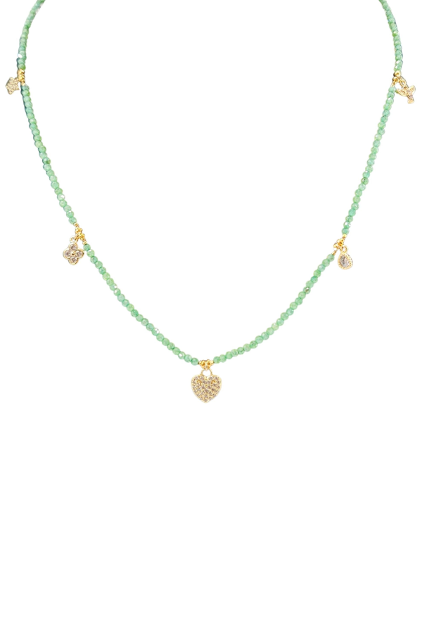 Madison Beverly Hills Green Aventurine Beaded Choker Necklace - Green