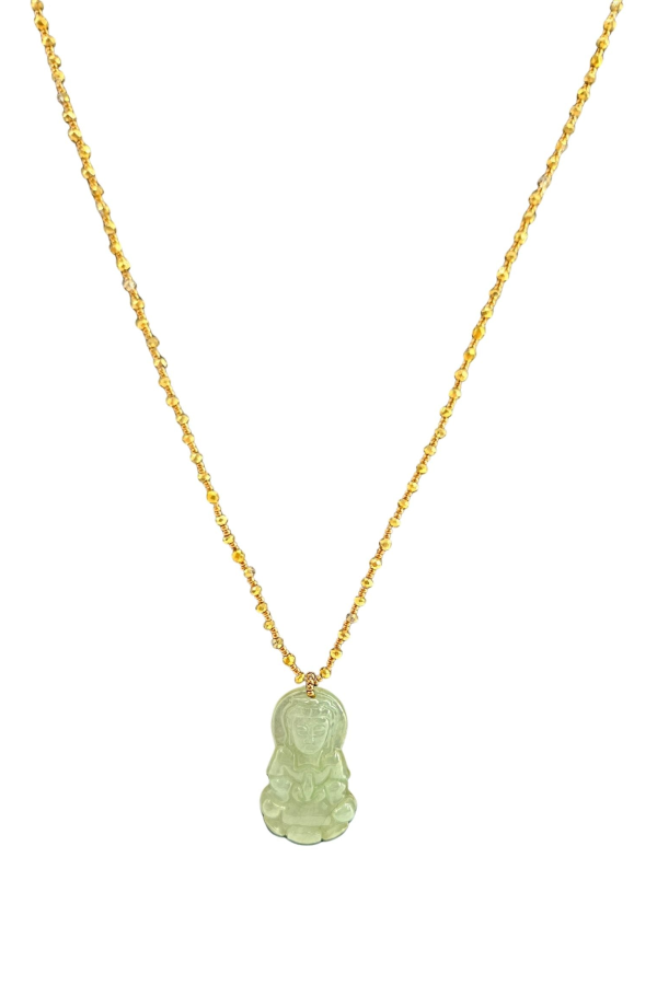 Madison Beverly Hills Handcrafted Jade Buddha Medallion Necklace