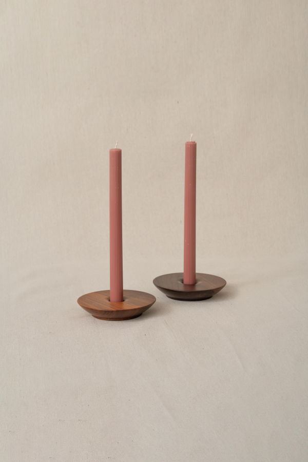 Pare Dish Candlestick Holder Pair
