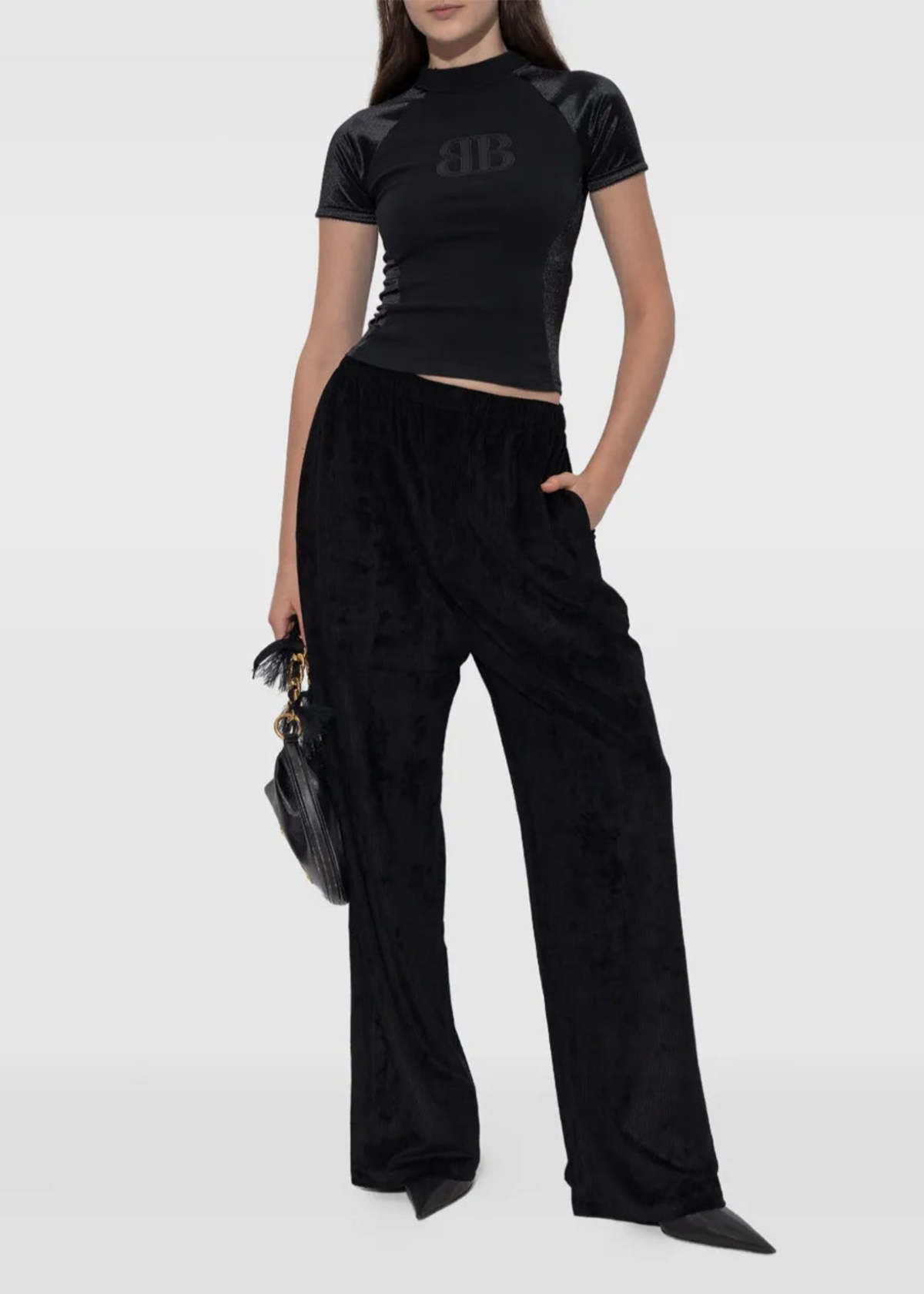 Balenciaga Nano BB Interlock Fitted Top - Black - Image 2 of 4