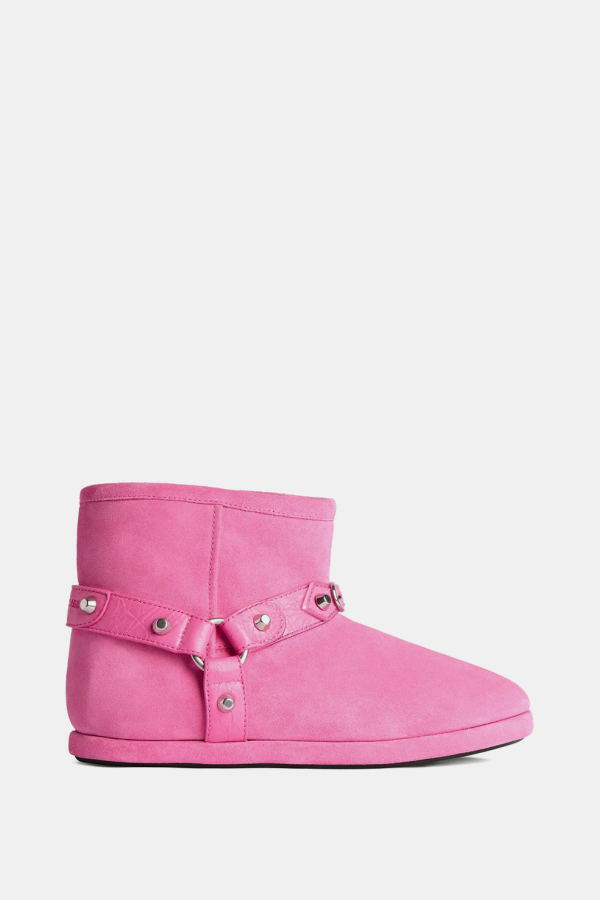 Balenciaga Alaska Soft Bootie Boots - Dark Pink/Silver
