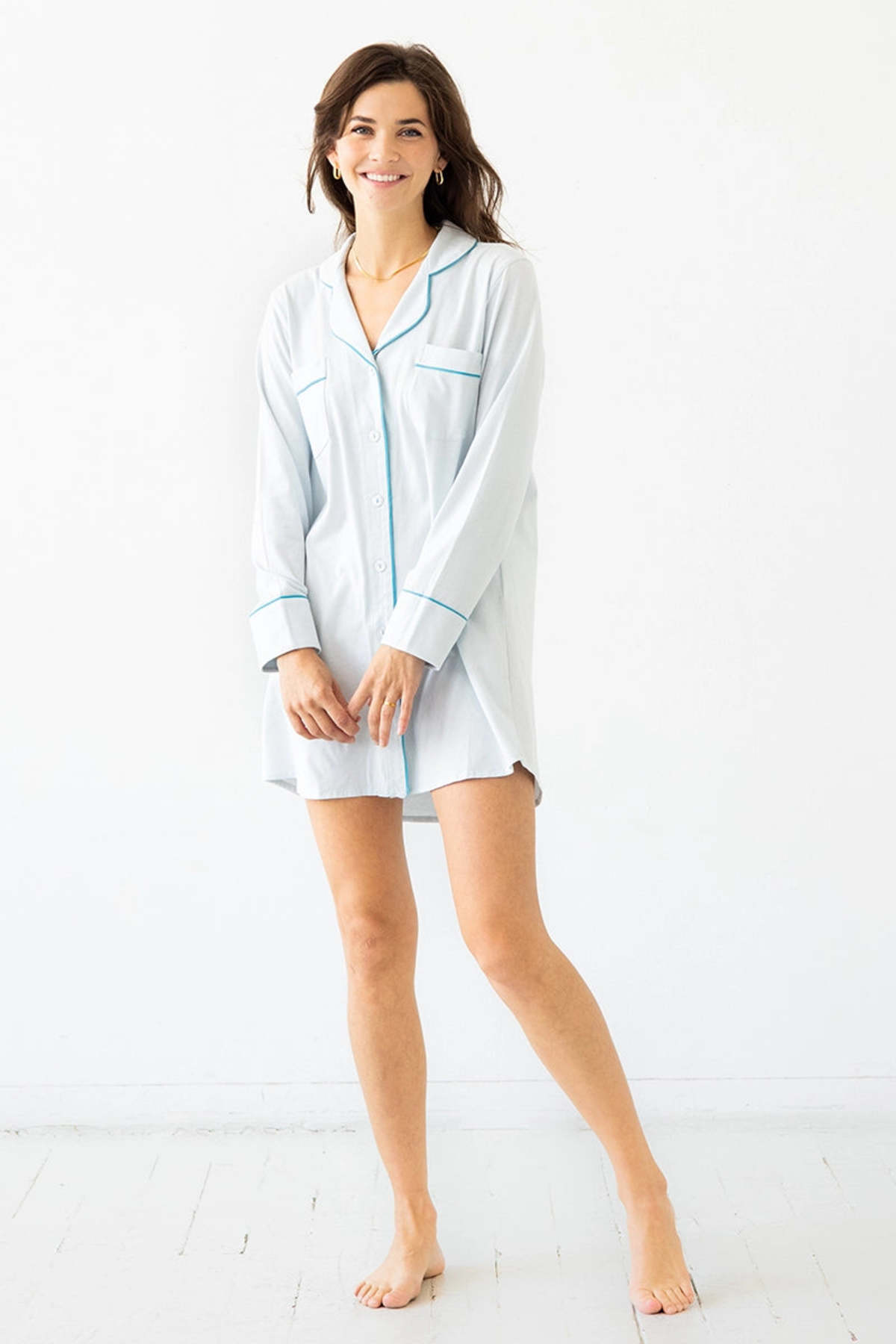 Salua Lingerie Classic Luxury Sleep Shirt in Brushed Pima Cotton Nightshirt - Image 2 of 7
