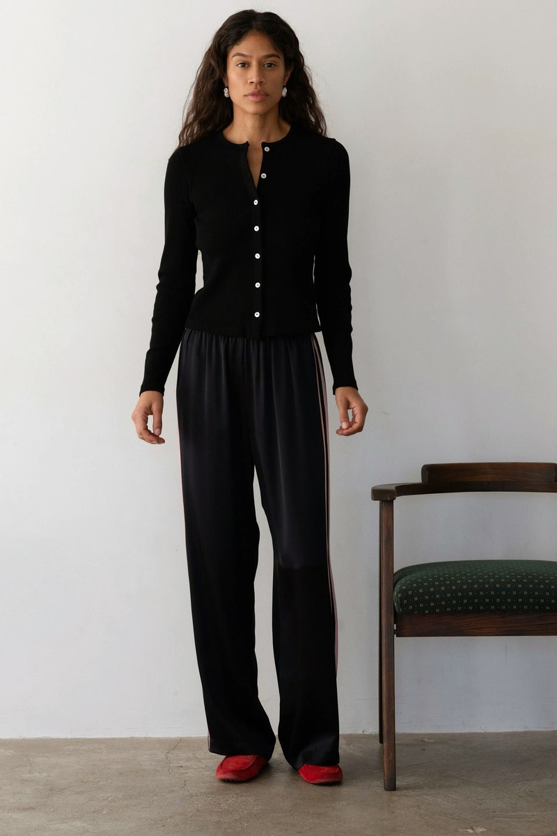 Donni. The Silk Stripe Simple Pant