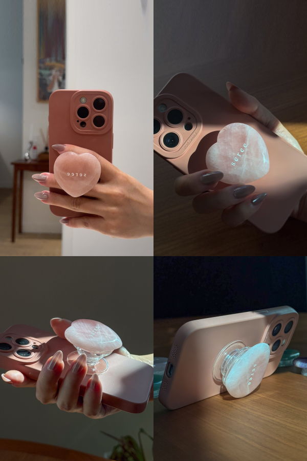 seree Jade Stone Heart Pop Grip Phone Grip