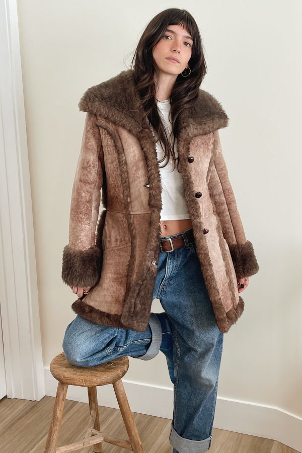 The Ludlow Shop 70s Sheepskin Coat - Brown