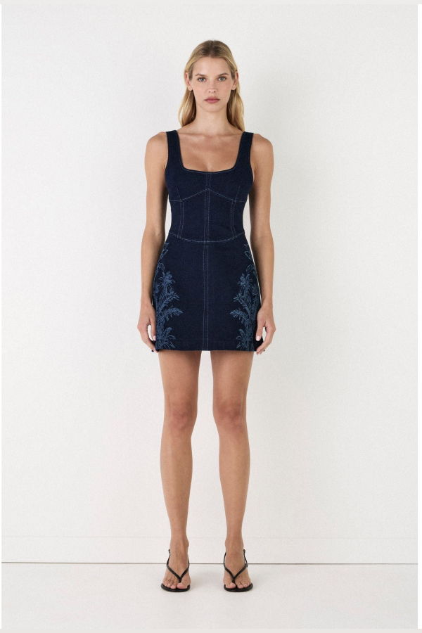 Hansen & Gretel Jasmine Denim Mini Dress - Tropicana Denim