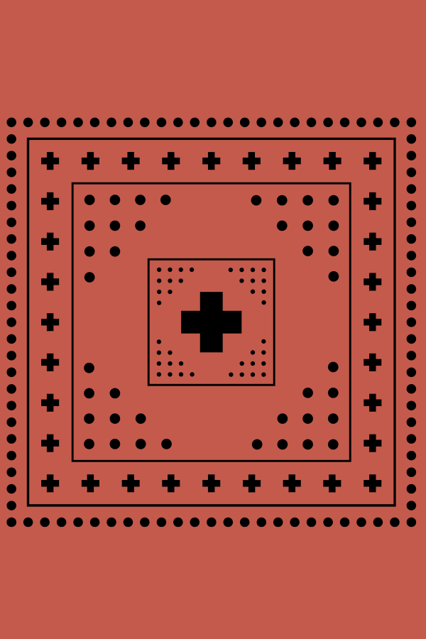 DUSHYANT. Archie Bandana No. 27 - Dots and Plus Sign on Rust Bandana