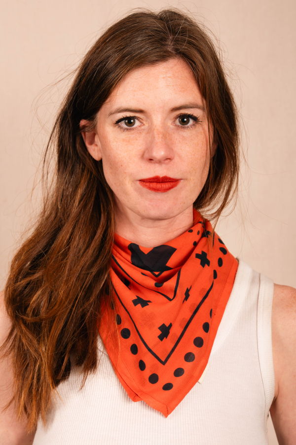 DUSHYANT. Archie Bandana No. 27 - Dots and Plus Sign on Rust Bandana