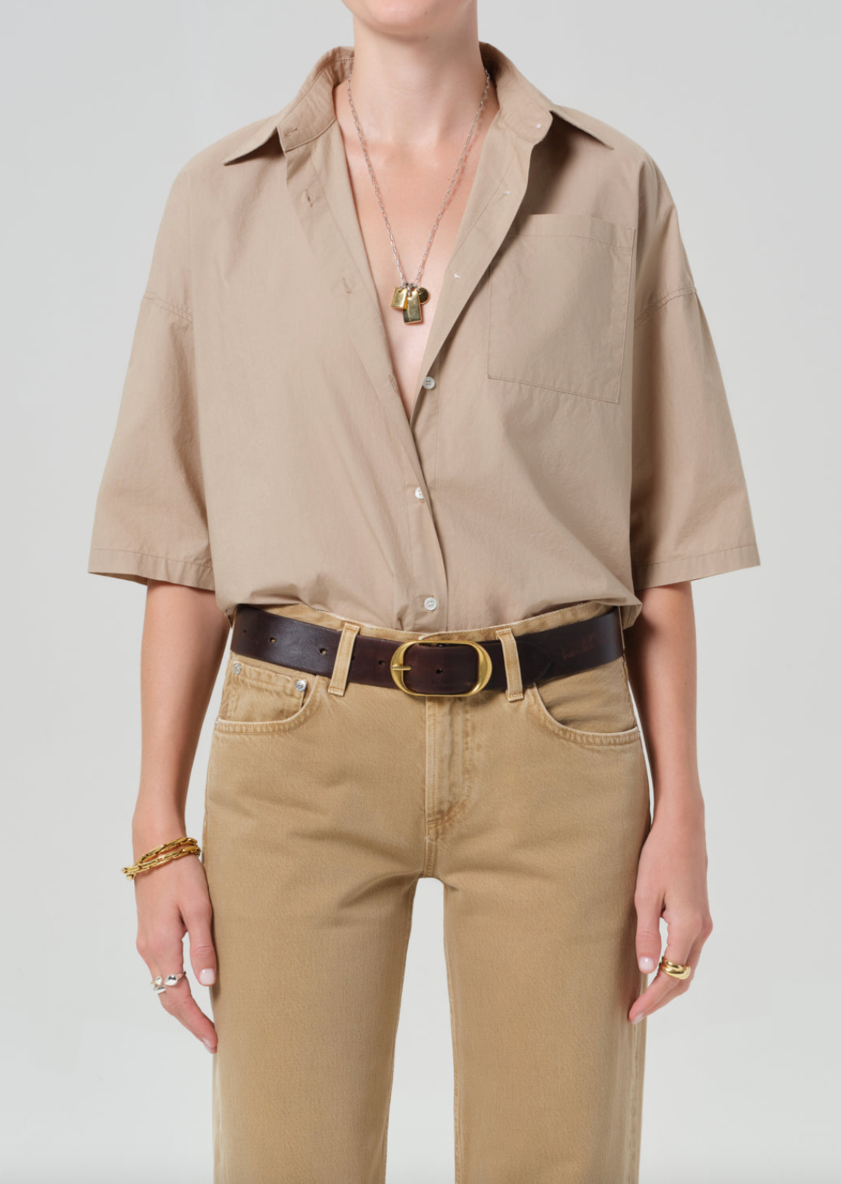 Citizens of Humanity Frances Cropped Cape Button Up Top - Image 1 of 6
