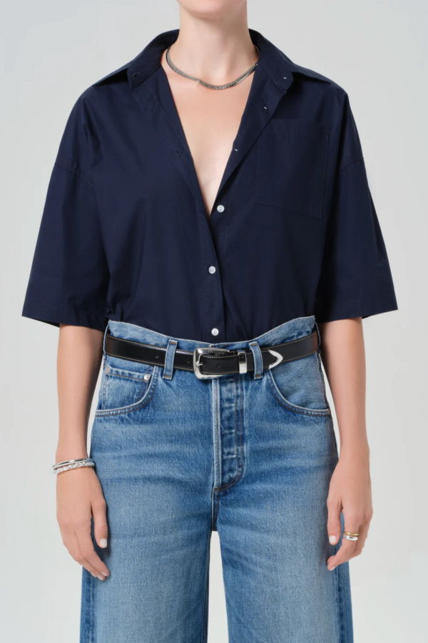 Citizens of Humanity Frances Cropped Cape Button Up Top