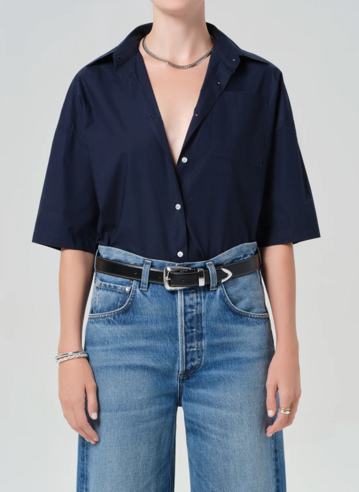 Citizens of Humanity Frances Cropped Cape Button Up Top - Image 1 of 6