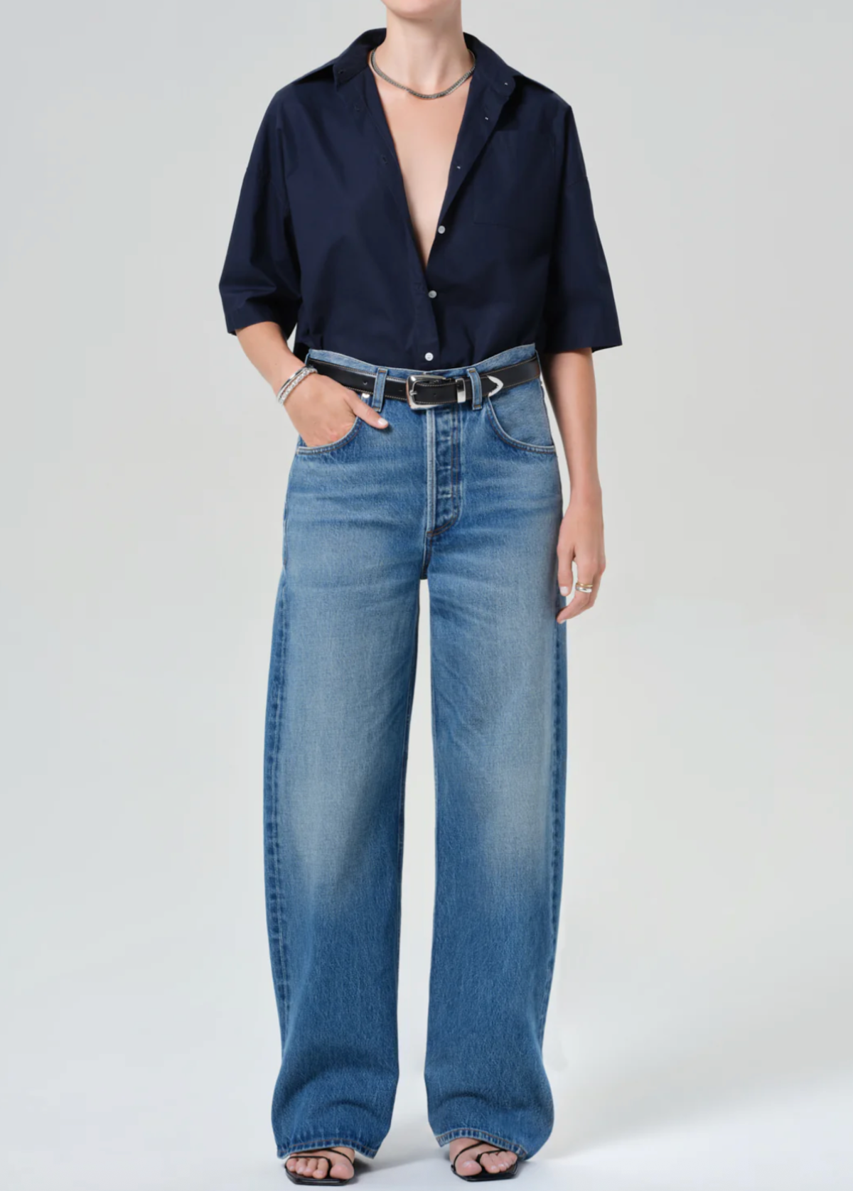 Citizens of Humanity Frances Cropped Cape Button Up Top - Image 2 of 6