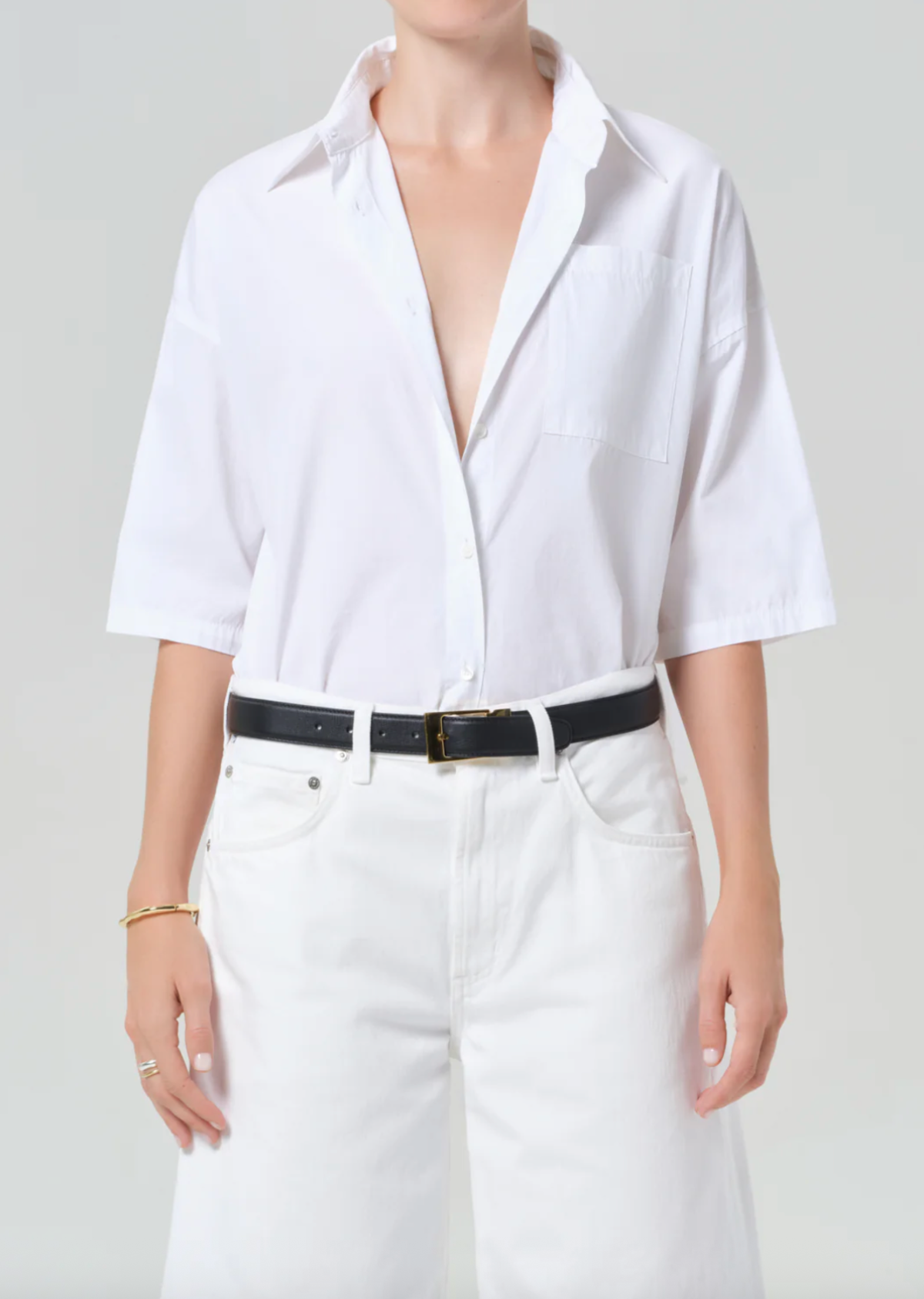 Citizens of Humanity Frances Cropped Cape Button Up Shirt - Image 1 of 6