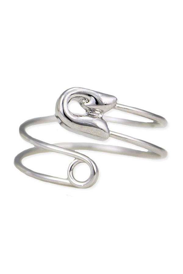 Slow Dance Silver Safety Pin Ring