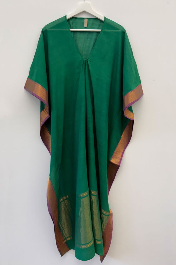 Two Emerald Manga Caftan With Gold Caftan