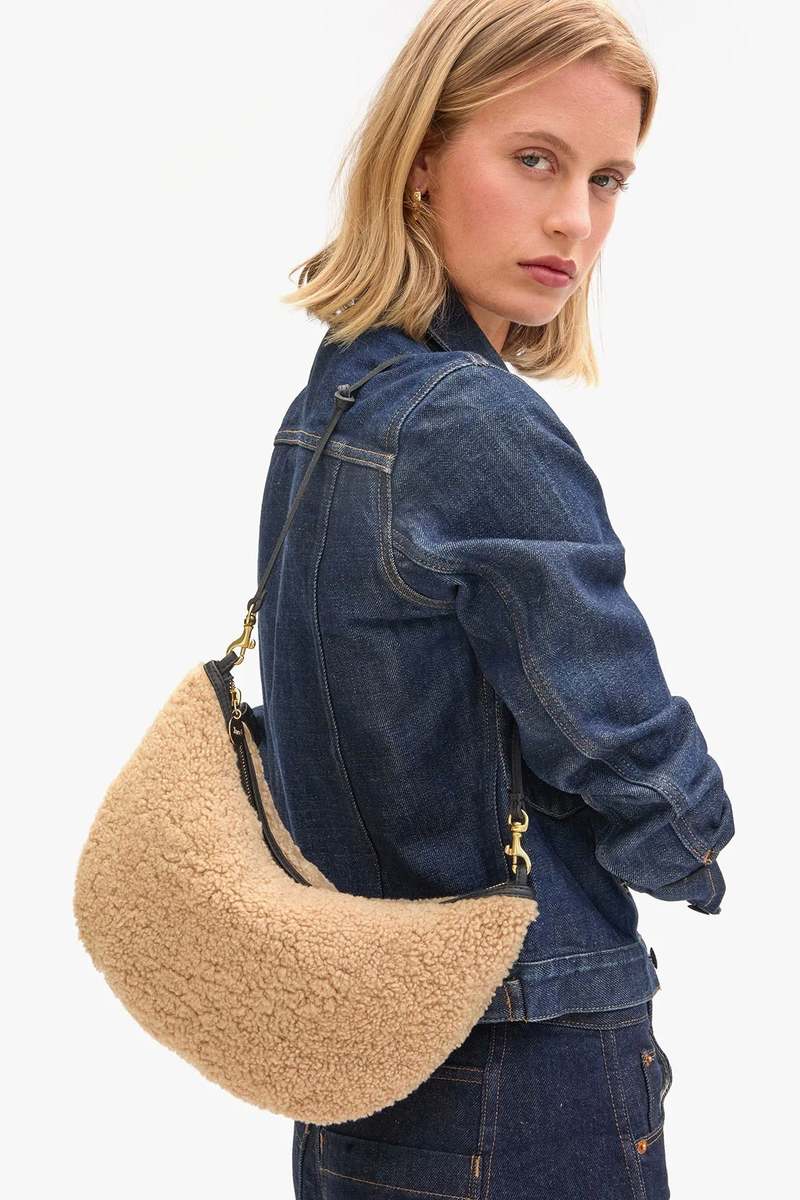 Clare V. Lune Cafe Au Lait Shearling Bag