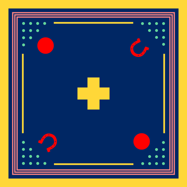 DUSHYANT. Archie Bandana No. 30 - Horseshoe, Dots and Plus Sign DUSHYANT. Archie Bandana No. 30 - Horseshoe, Dots and Plus Sign