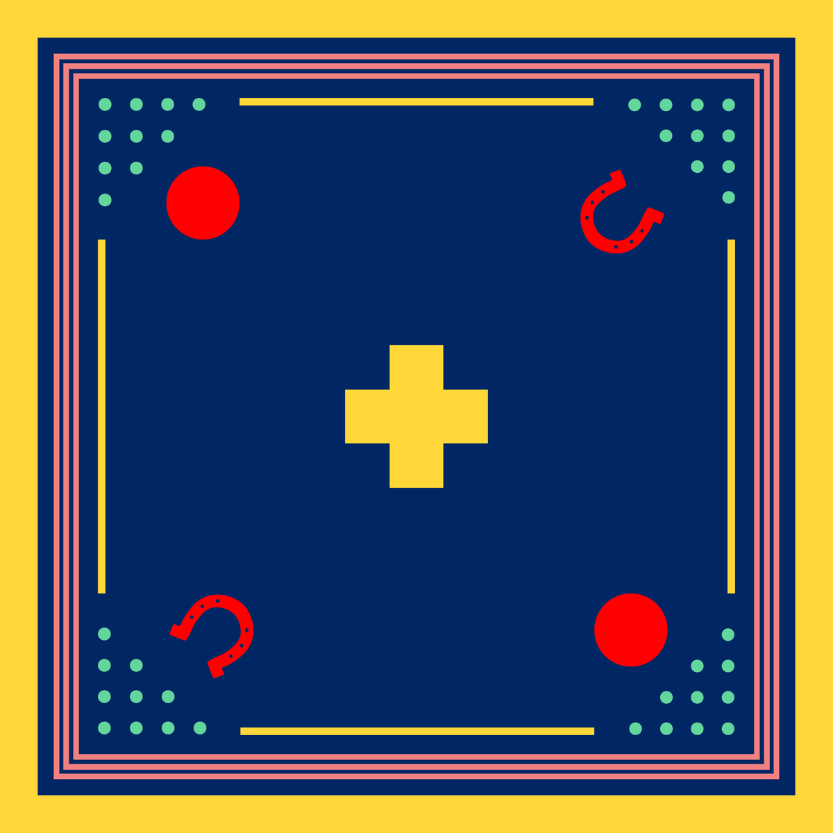 DUSHYANT. Archie Bandana No. 30 - Horseshoe, Dots and Plus Sign - Image 1 of 5