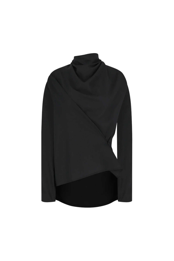 AMOMENTO Mock Neck Two Way Blouse