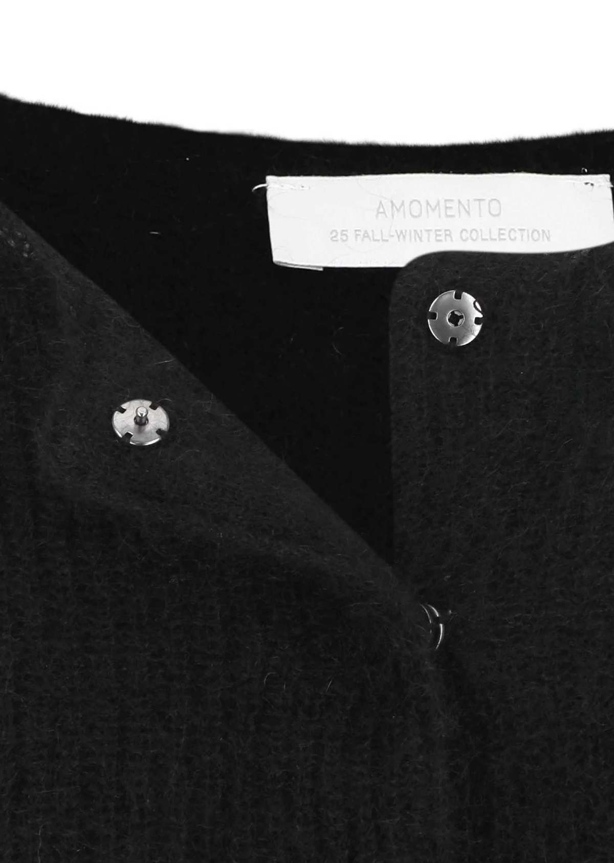 AMOMENTO Round Neck Sheer Cardigan - Black - Image 2 of 4