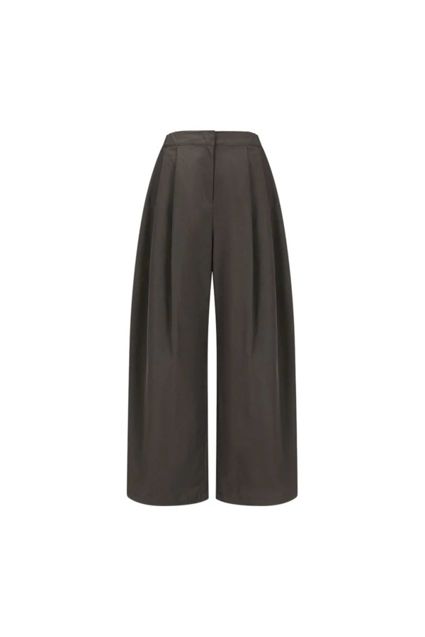 AMOMENTO Two Tuck Balloon Pants - Brown