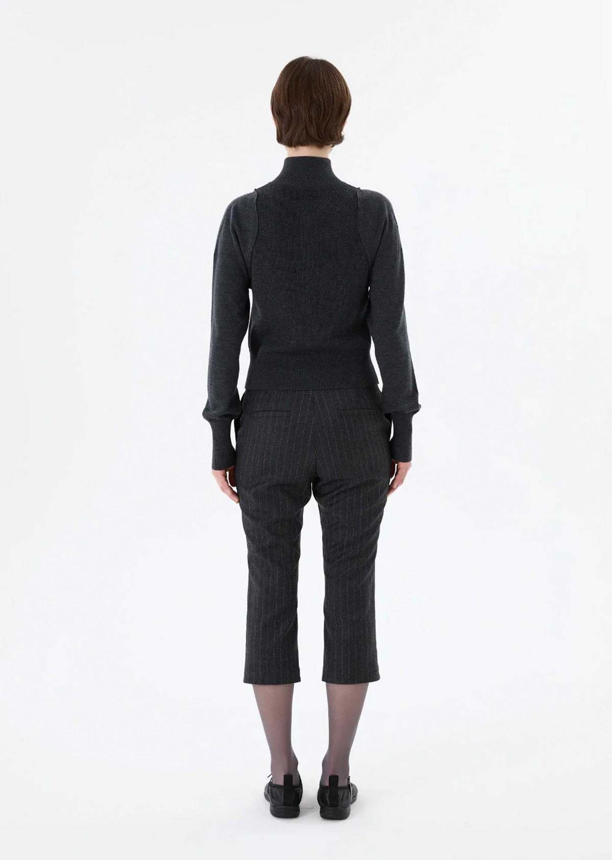 AMOMENTO Blocking Button Up Cardigan - Charcoal - Image 5 of 9