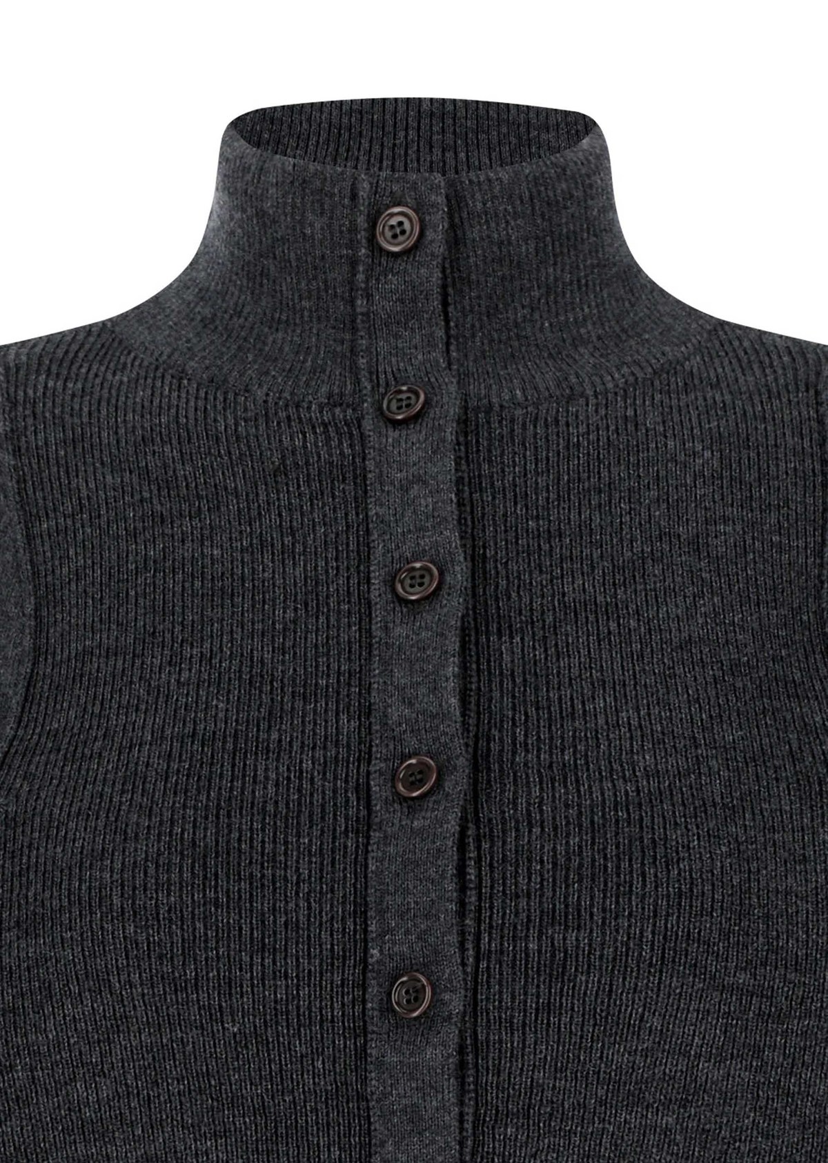 AMOMENTO Blocking Button Up Cardigan - Charcoal - Image 6 of 9