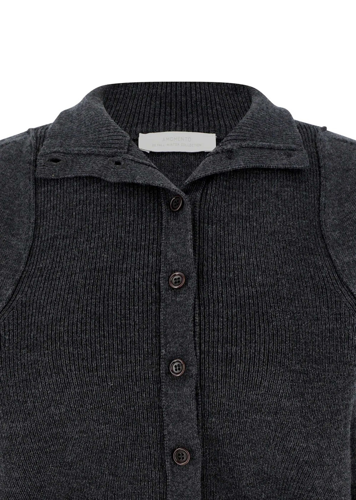 AMOMENTO Blocking Button Up Cardigan - Charcoal - Image 8 of 9