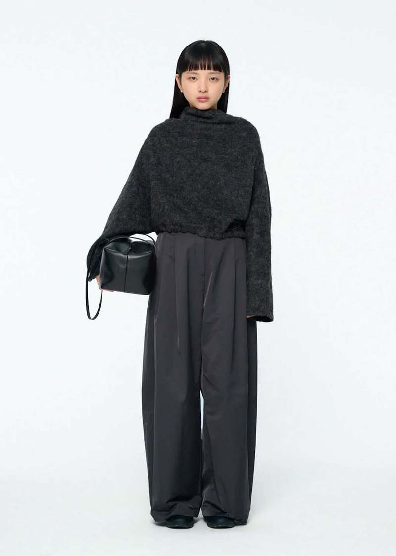 AMOMENTO Two Tuck Balloon Pants - Charcoal