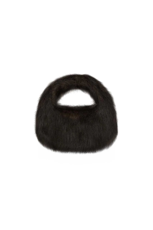 AMOMENTO Mini Fur Tote Bag - Dark Brown