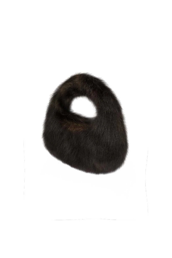 AMOMENTO Mini Fur Tote Bag - Dark Brown
