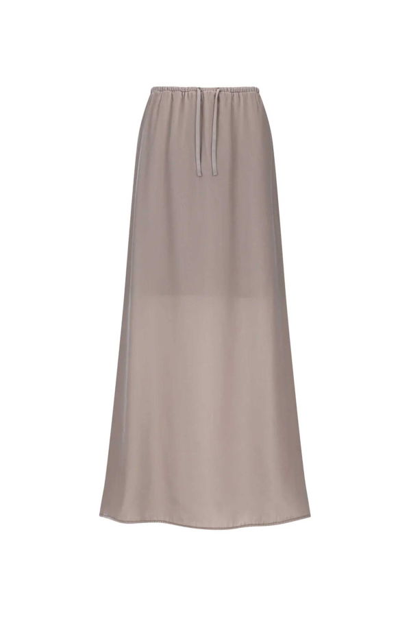 AMOMENTO Velvet Drawstring Maxi Skirt - Dust Pink