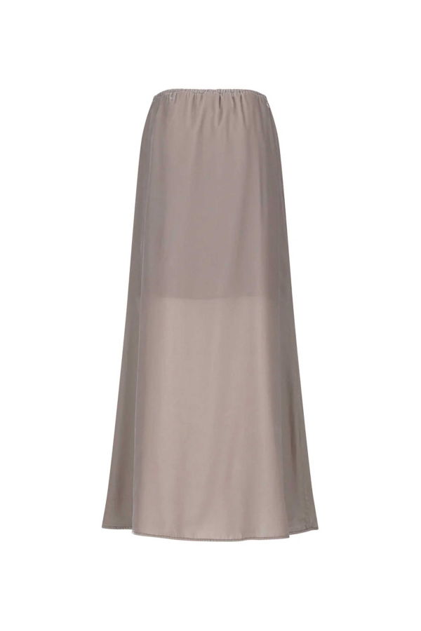 AMOMENTO Velvet Drawstring Maxi Skirt - Dust Pink