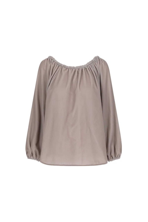 AMOMENTO Velvet Shirring Top - Dust Pink